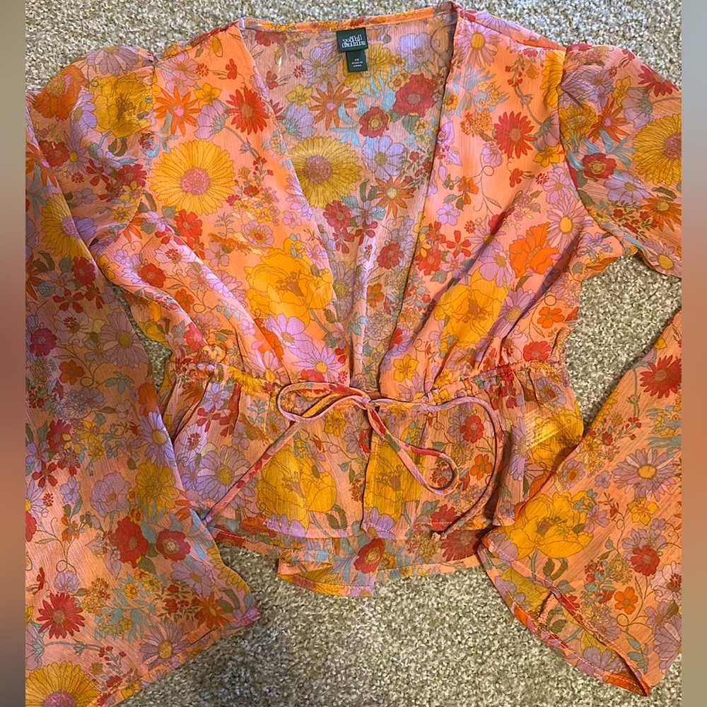 Floral Hippie Bell Sleeve Top